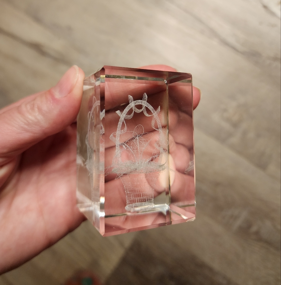 Easter Basket Inside A Glass Block